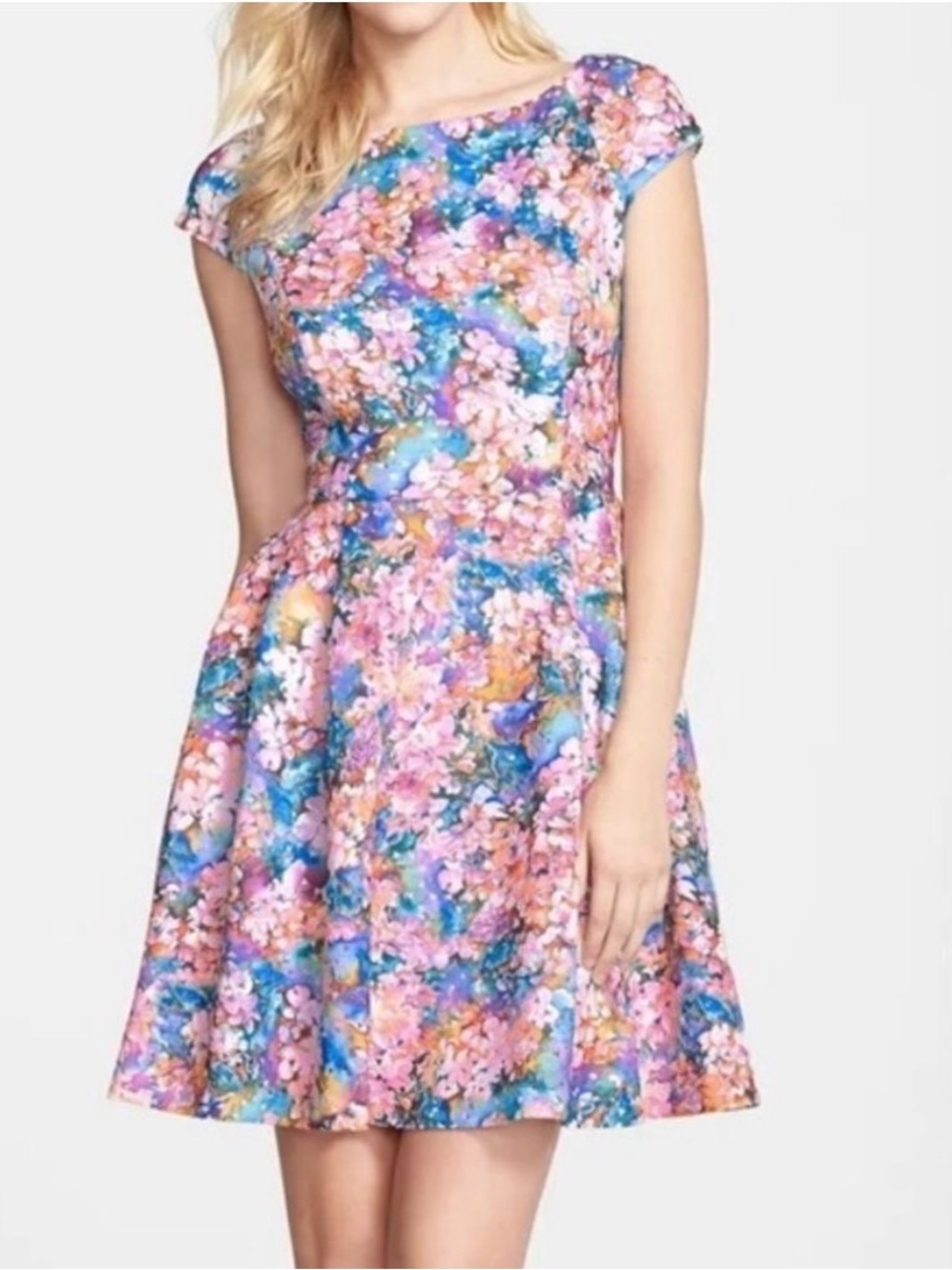 Betsey Johnson Floral Lazer Cut Fit & Flare Dress